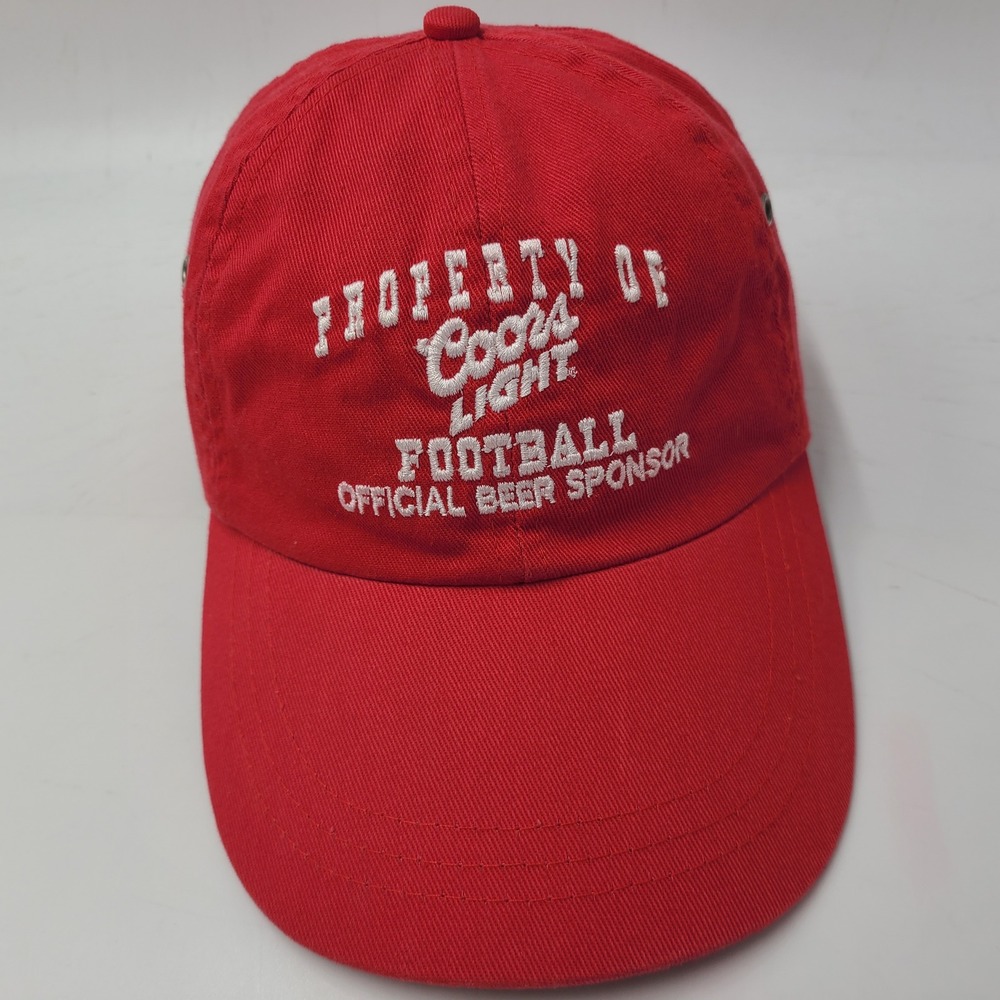 Vintage Coors Light Hat Strapback Red White Football Beer Advertising Promo‎ Men